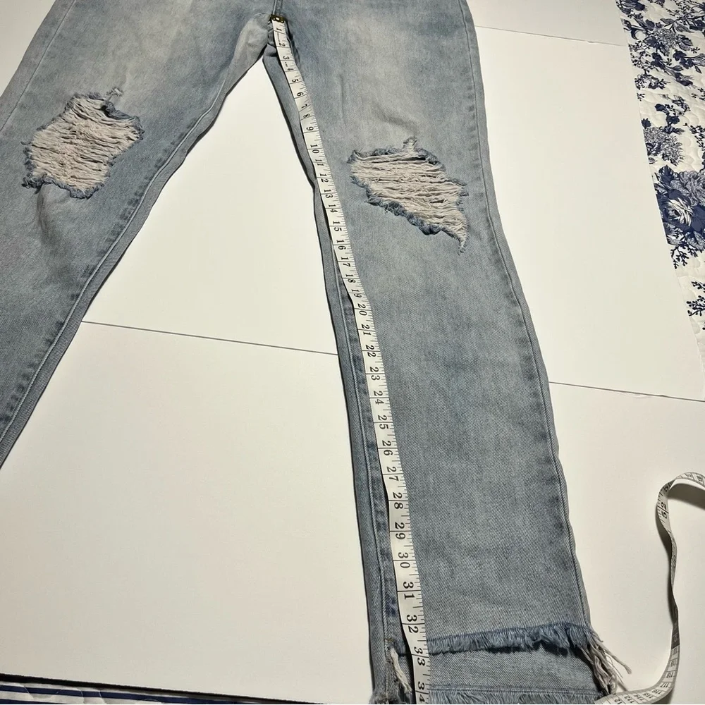 By Egreis Archie Jean Women Large Blue Denim Wide Leg High Waist Crisscross NEW - Picture 5 of 15